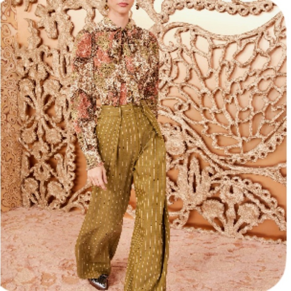 ULLA JOHNSON Carine Textured Stripe High Waist Wool Blend Pants -NWT, size 10 US